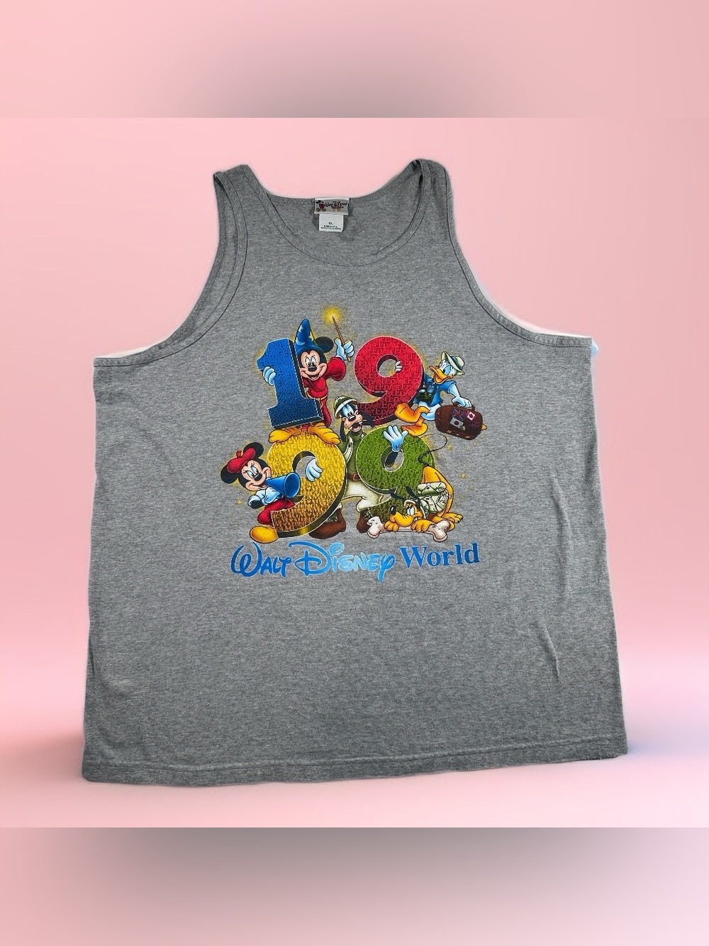 Vintage 1999 Walt Disney World Tank Top XXL Grey Mickey & Friends Made in USA
